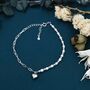 Sterling Silver Freshwater Pearl And Paperclip Beaded Bracelet With A Heart Charm, thumbnail 1 of 12