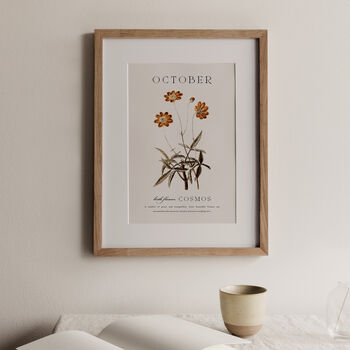 Birth Flower Wall Print 'Cosmos' For October, 3 of 9