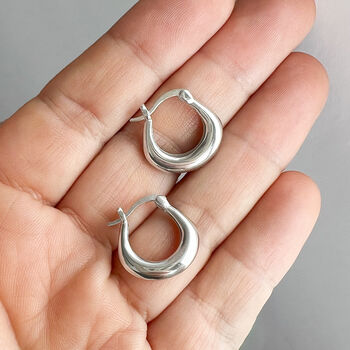 Chunky Sterling Silver Hoop Earrings, 2 of 9