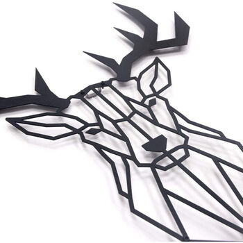 Stag Head Mounted Metal Wall Art Decor, 5 of 6