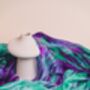 100% Mulberry Silk Scarf, Emerald Green And Purple, thumbnail 4 of 7