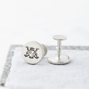 Personalised Solid Silver Stag Crest Cufflinks, 2 of 6