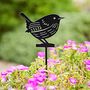 Recycled Metal Wren Silhouette Garden Stake, thumbnail 2 of 5