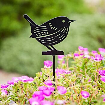 Recycled Metal Wren Silhouette Garden Stake, 2 of 5