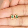 Green Crystal Stud Earrings In Gold, thumbnail 2 of 4