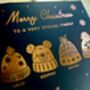 Personalised Family Or Friends Christmas Card With Foiled Christmas Wooly Hats, thumbnail 6 of 10