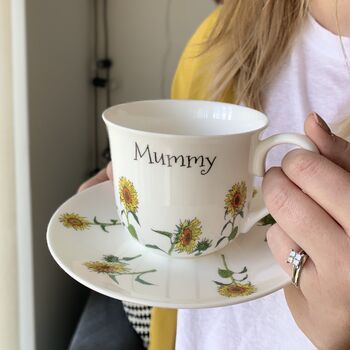 Personalised Sunflower Cup And Saucer, 2 of 2