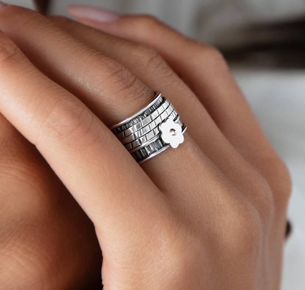 Silver Wedding Band, spinning ring, wide silver band, gypsy ring, boho –  Artisan Look