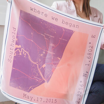 Personalised Pink Romance 'Where We Started' Map Scarf, 11 of 12