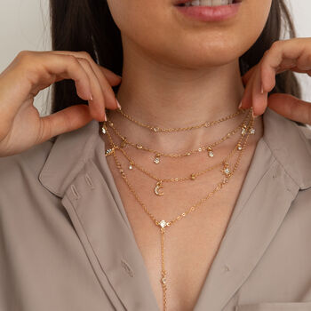 Gold Plated Layered Star And Moon Necklace, 5 of 8