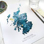 Personalised Golden Scotland Watercolour Map Giclee, thumbnail 8 of 12
