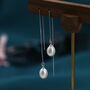 Genuine Pearl Threader Earrings In Sterling Silver, thumbnail 9 of 11