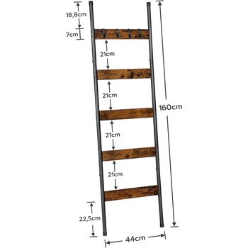 Five Tier Wall Leaning Rack With Hooks Display Shelf, 7 of 7