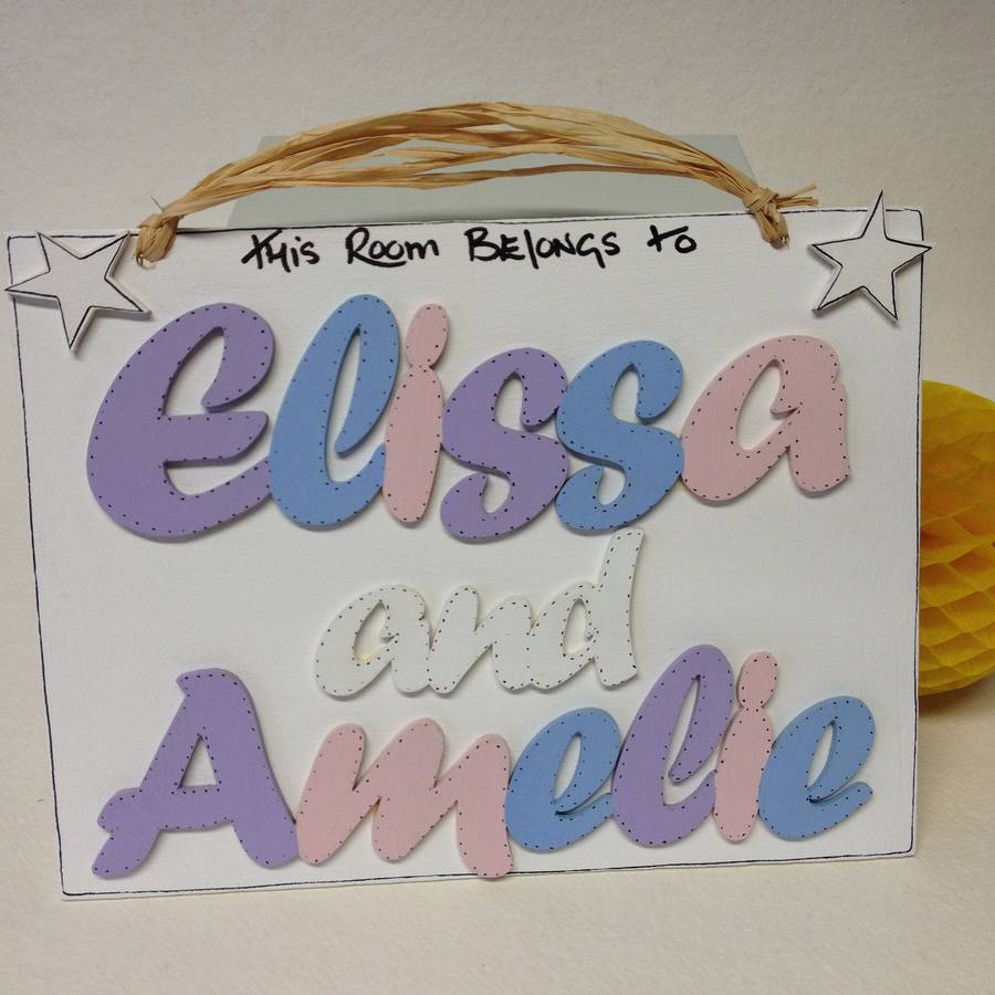 Personalised Two Names Room Plaque By Hickory Dickory Designs