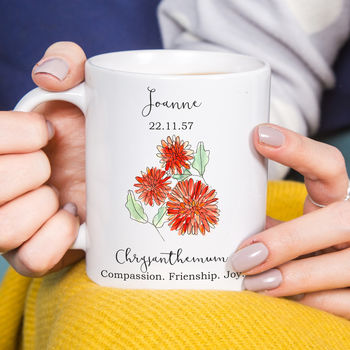 Birth Flower Personalised Water Colour Mug, 10 of 12