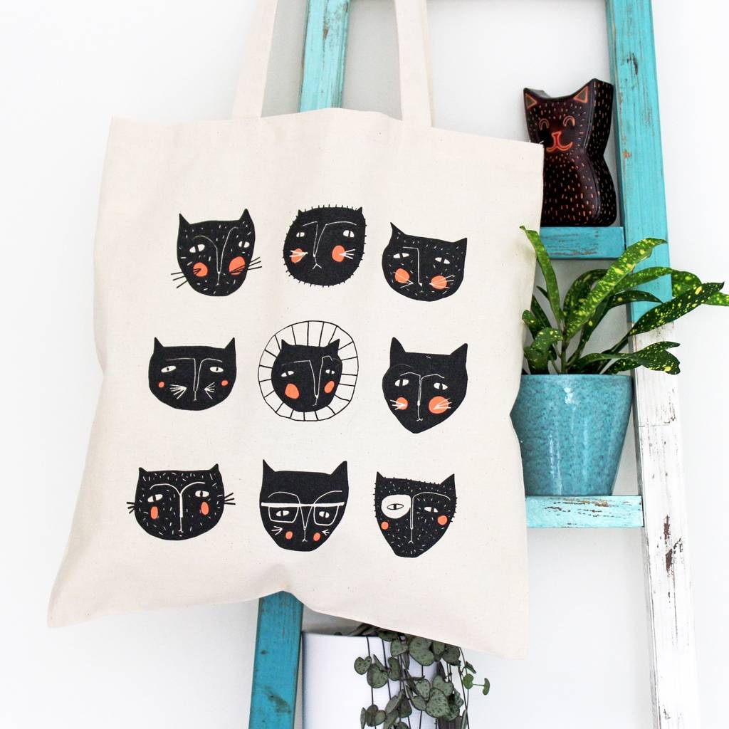 cat faces tote bag by katy pillinger designs | notonthehighstreet.com