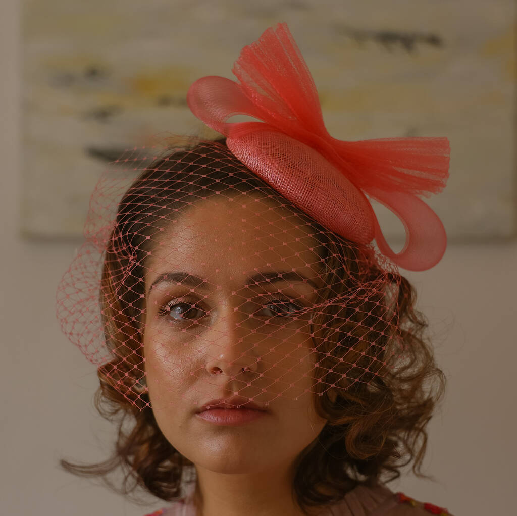Coral Cocktail Hat 'Candace', 1 of 10