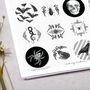 Gothic Monochrome Spooky Circle Sticker Sheet, thumbnail 3 of 3