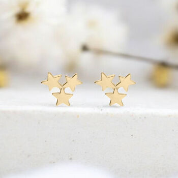 Yellow Gold Plated Galaxy Star Stud Earrings, 3 of 7