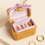 Mustard And Pink Velvet Bow Travel Ring Box, thumbnail 4 of 4
