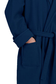 Palermo Grey, Navy, Green Waffle Unisex Dressing Gown, 7 of 12
