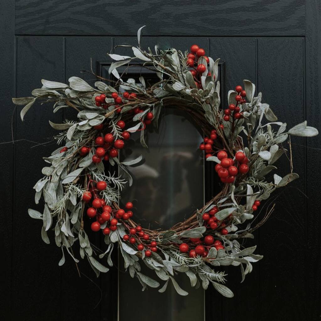 Red Berry And Dark Green Leaf Wreath