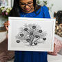 Personalised Vintage Family Tree Drawing Print, thumbnail 1 of 2