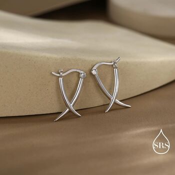 Minimalist Sterling Silver Tusks Hoop Earrings, 2 of 11