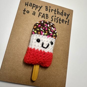 Personalised Fab Lolly Crochet Birthday Card Handmade, 8 of 10