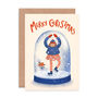 Ice Skating Snow Globe Christmas Card, thumbnail 2 of 2