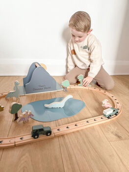 Personalised Wooden Dinosaur World Car Train Set, 6 of 10