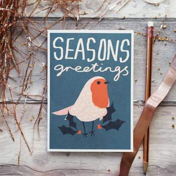 Seasons Greetings Robin Christmas Card, 3 of 4