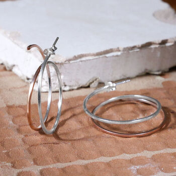 Sterling Silver And Rose Gold Ombre Hoops, 4 of 5