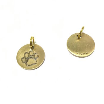 Personalised Antique Gold Dog Tag Paw Design, 2 of 2