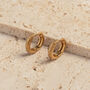 Antique Textured Gold Vermeil Plated Huggie Hoops, thumbnail 2 of 9