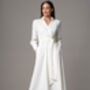 Luciana Ivory Crepe Classic Midi Shirt Dress, thumbnail 2 of 4