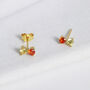 18 K Gold Plated Yellow And Orange Double Stud Earrings, thumbnail 1 of 7