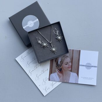 Celestial Silver Star Earrings And Necklace Gift Set, 4 of 5