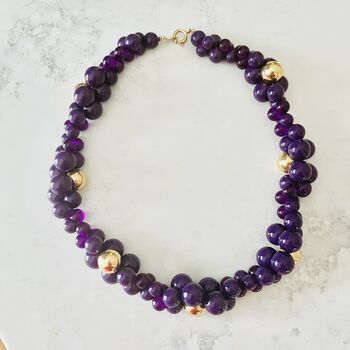 Original Vintage 1980s Purple Bauble Necklace, 3 of 6