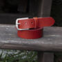 Handmade Leather Belt And Matching Keyring Mens Gift Made In The UK, thumbnail 6 of 11
