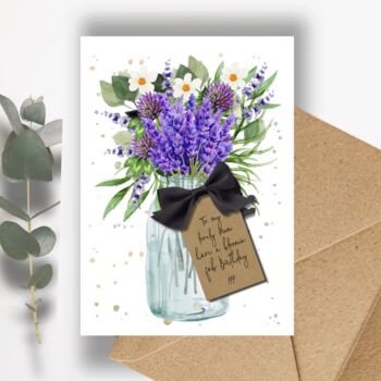 Personalised Lavender Scented Floral Birthday Card For Her, 5 of 6