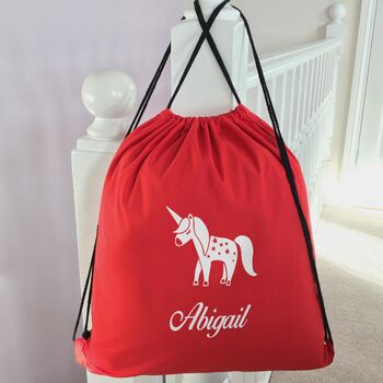 Personalised Unicorn Child's Pe Kit Bag, 2 of 6