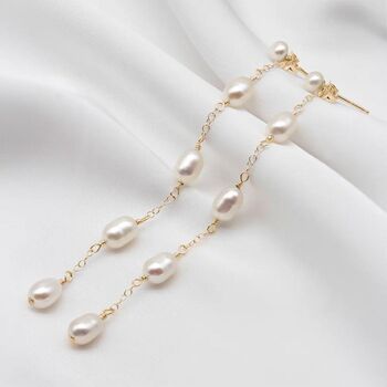 Emilie Long Pearl Earrings, 2 of 3