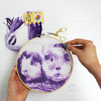 Purple Stitch A Selfie Cross Stitch Kit, 2 of 11