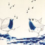 Six Blue And White Inky Robin Christmas Cards, thumbnail 4 of 7