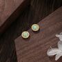 Tiny Aqua Green Opal Cz Halo Stud Earrings, thumbnail 7 of 11