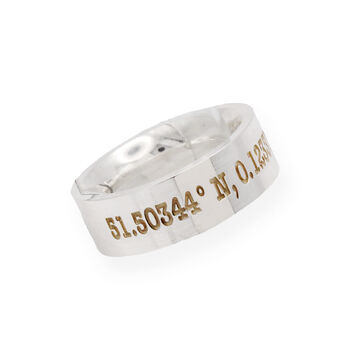 Latitude Longitude Coordinates Silver Ring 8mm Flat Profile, 6 of 9