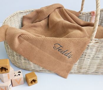 Personalised Knitted Baby Blanket 100% Cotton, 3 of 10