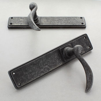 Ellipse Long Pewter Lever Latch Lock Door Handles, 2 of 12