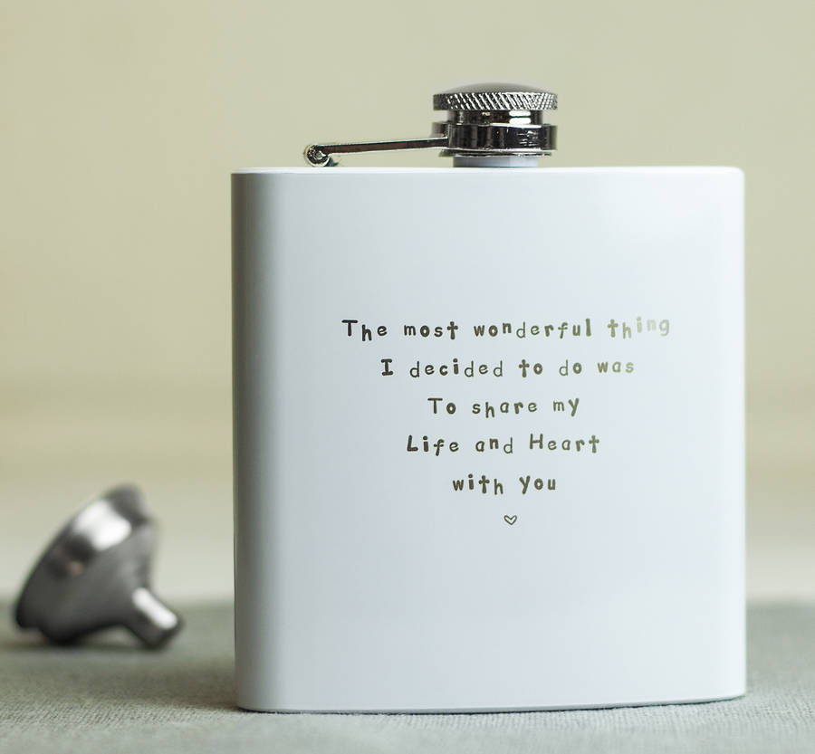 personalised white 6oz hip flask by metal moments | notonthehighstreet.com